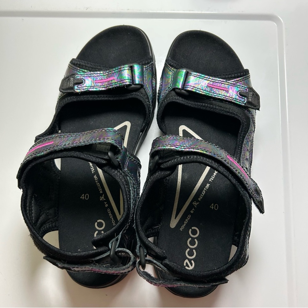 ecco Yucatán Sandals Women’s EU 40 US 9/9.5 Black Multi Iridescent Sport Hiking - Picture 9 of 11